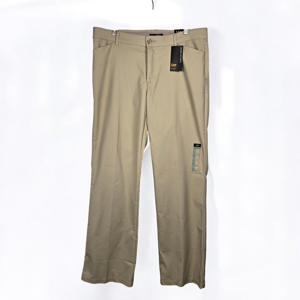 NEW Lee Ultra Lux Comfort Pants Khaki Women Size 16 Long Flex Motion Waistband